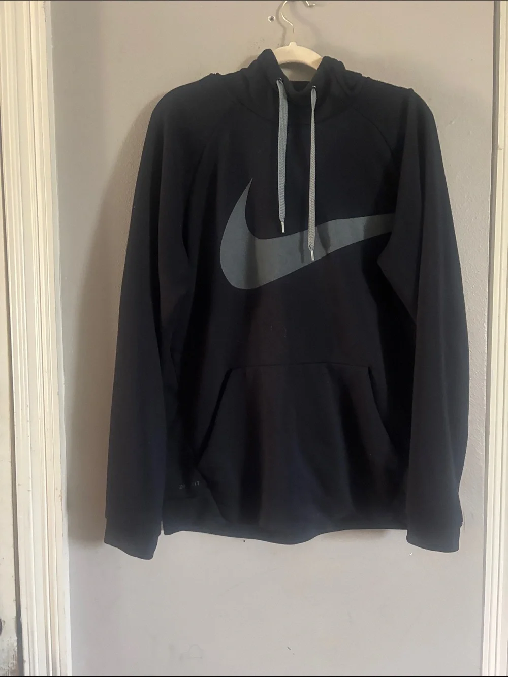 Nike Black Hoodie with Large Grey Swoosh